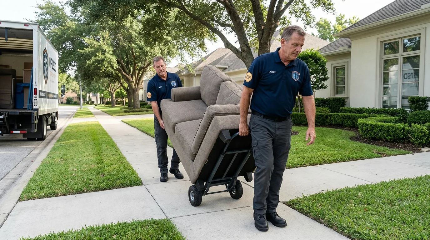 Local residential moving crew loading furniture in Kalona, IA